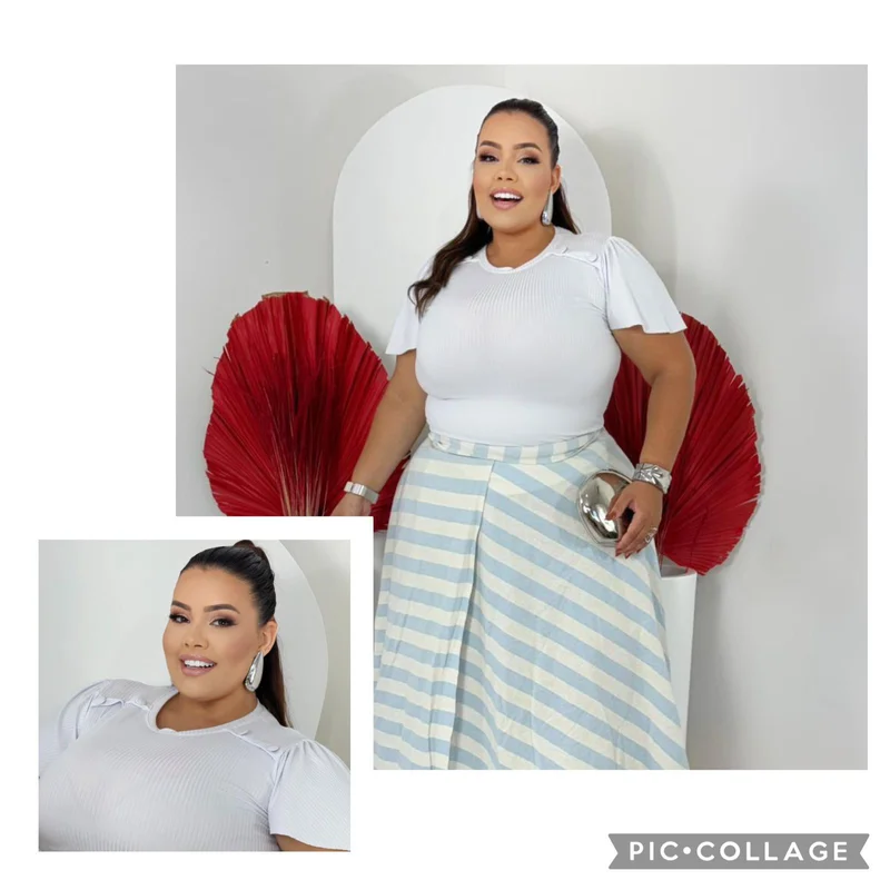 Blusa Caneladinho Plus Pct Com 12Un