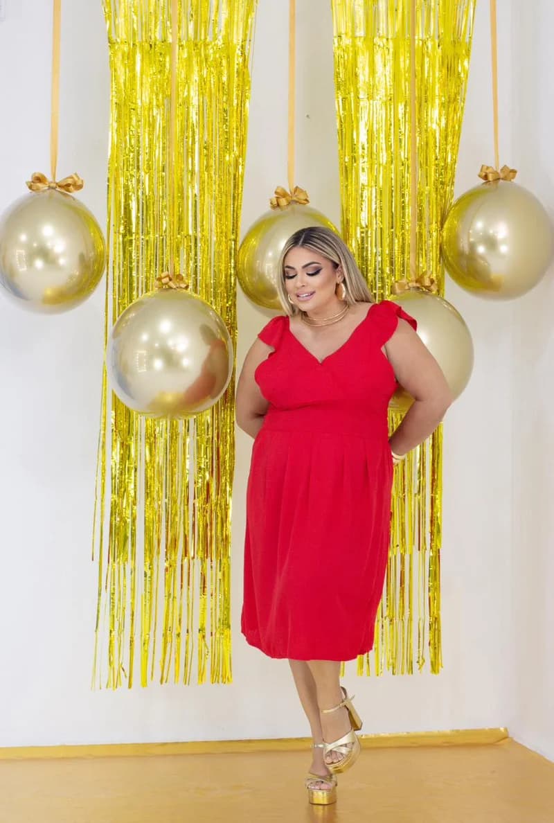 Vestido Curto Ref 20 Gg Liso (Vermelho E Branco )